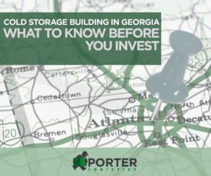 Atlanta map with cold storage building text and porter logistics logo